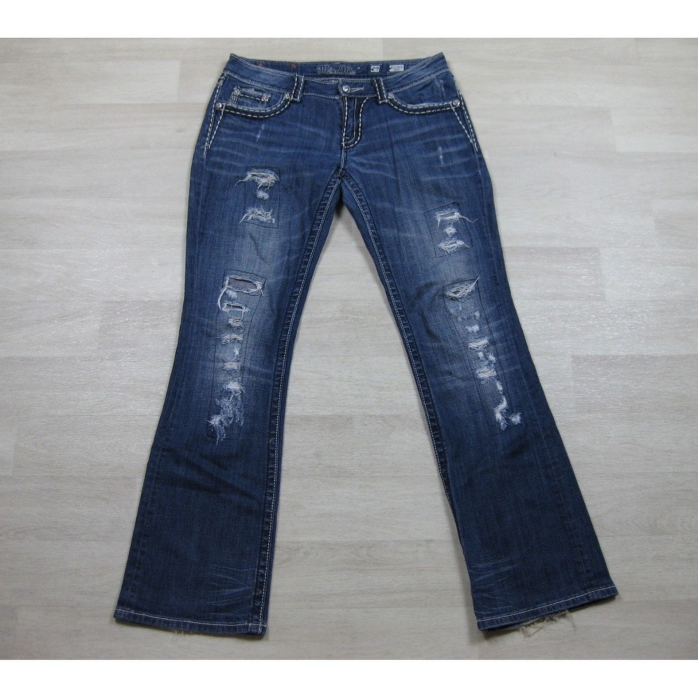 Y2K‎ Miss Me Jeans Women's (29) Low Rise Bootcut Biker Core #JE5152B14L McBling